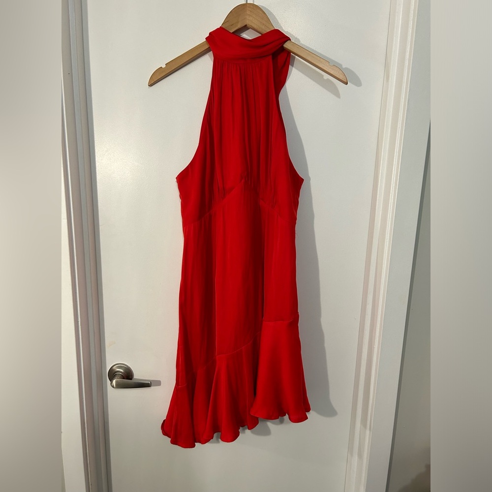 Saints + Secrets size large red dress. Halter top with asymmetrical bottom.
